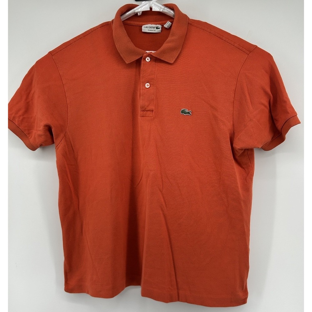 Lacoste Classic Fit Short Sleeve Polo Shirt Orange Men's Size 7 US 2XL
